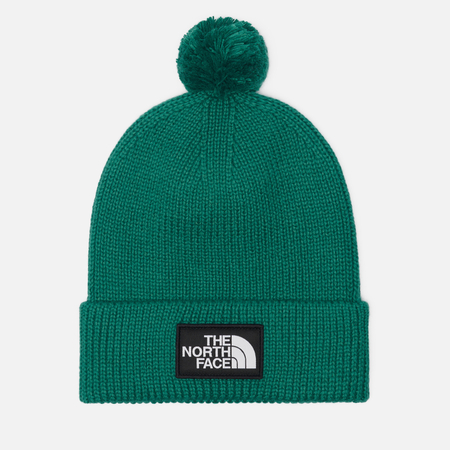 Шапка The North Face Logo Box Pom Recycled, цвет зелёный