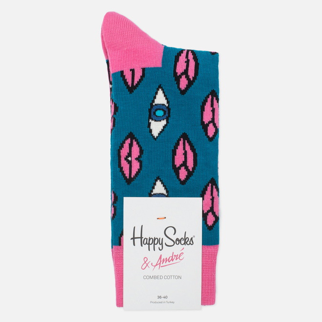 Носки Happy Socks x Mr Andre Lips & Eyes Limited Edition Blue/Pink/White