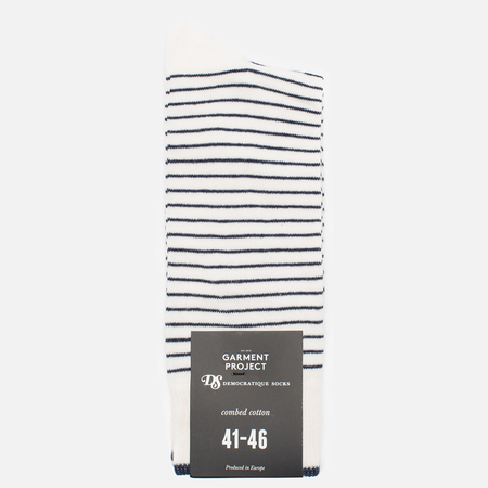 Мужские носки Democratique Socks x Garment Project Mini Striper Off White/Navy
