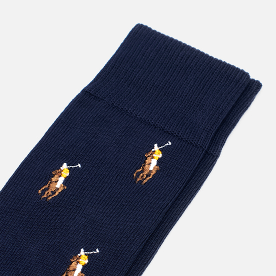 Носки Polo Ralph Lauren Mercerized Cotton All Over Polo Pony Crew Single Cruise Navy/Basic Gold