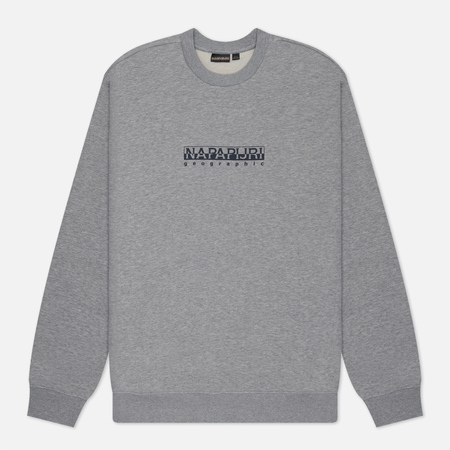 фото Мужская толстовка napapijri box loose fit, цвет серый, размер m