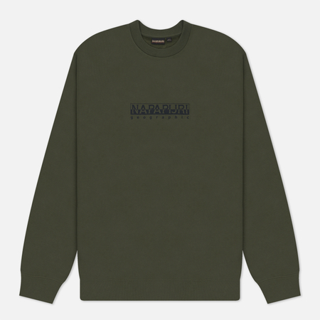 фото Мужская толстовка napapijri b-box crew neck, цвет зелёный, размер s