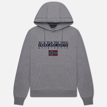 фото Мужская толстовка napapijri ayas hoodie, цвет серый, размер s