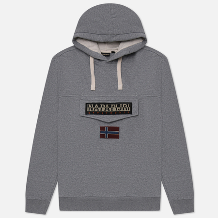 фото Мужская толстовка napapijri burgee winter hoodie, цвет серый, размер m