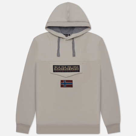 фото Мужская толстовка napapijri burgee winter hoodie, цвет белый, размер xs