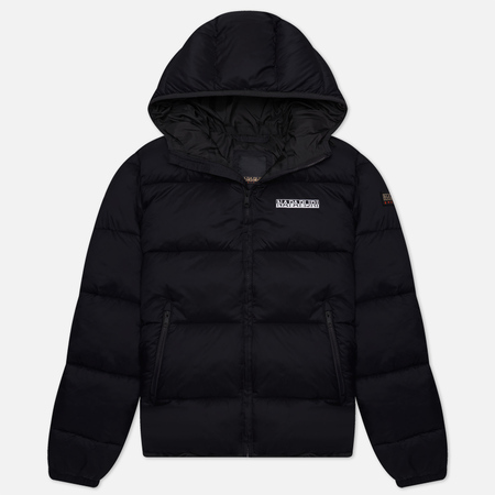 фото Женский пуховик napapijri a-box hooded, цвет чёрный, размер xs