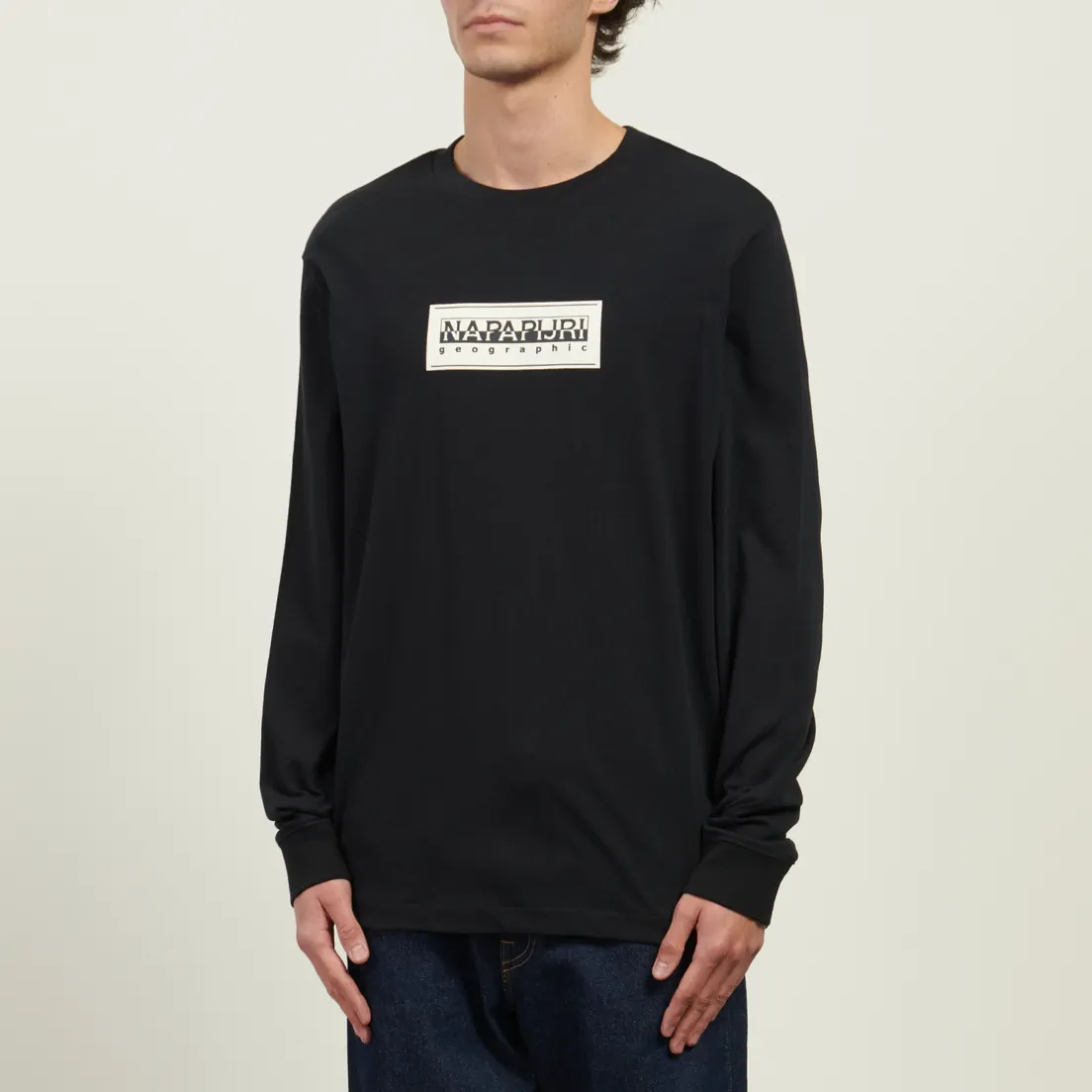 Napapijri Мужской лонгслив Box Logo Crew Neck