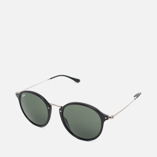 Солнцезащитные очки Ray-Ban Round Fleck Polished Black/Silver/Green Classic G-15