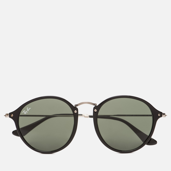 Солнцезащитные очки Ray-Ban Round Fleck Polished Black/Silver/Green Classic G-15