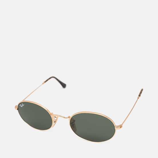 Солнцезащитные очки Ray-Ban Oval Flat Lenses Polished Gold/Green Classic G-15