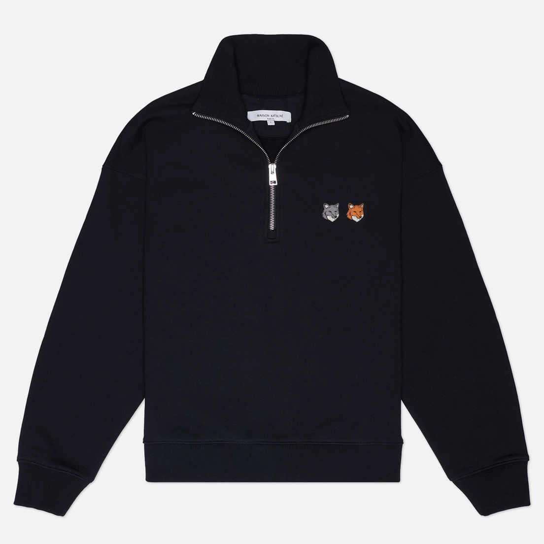 Maison Kitsune Мужская толстовка Double Fox Head Half-Zip Comfort