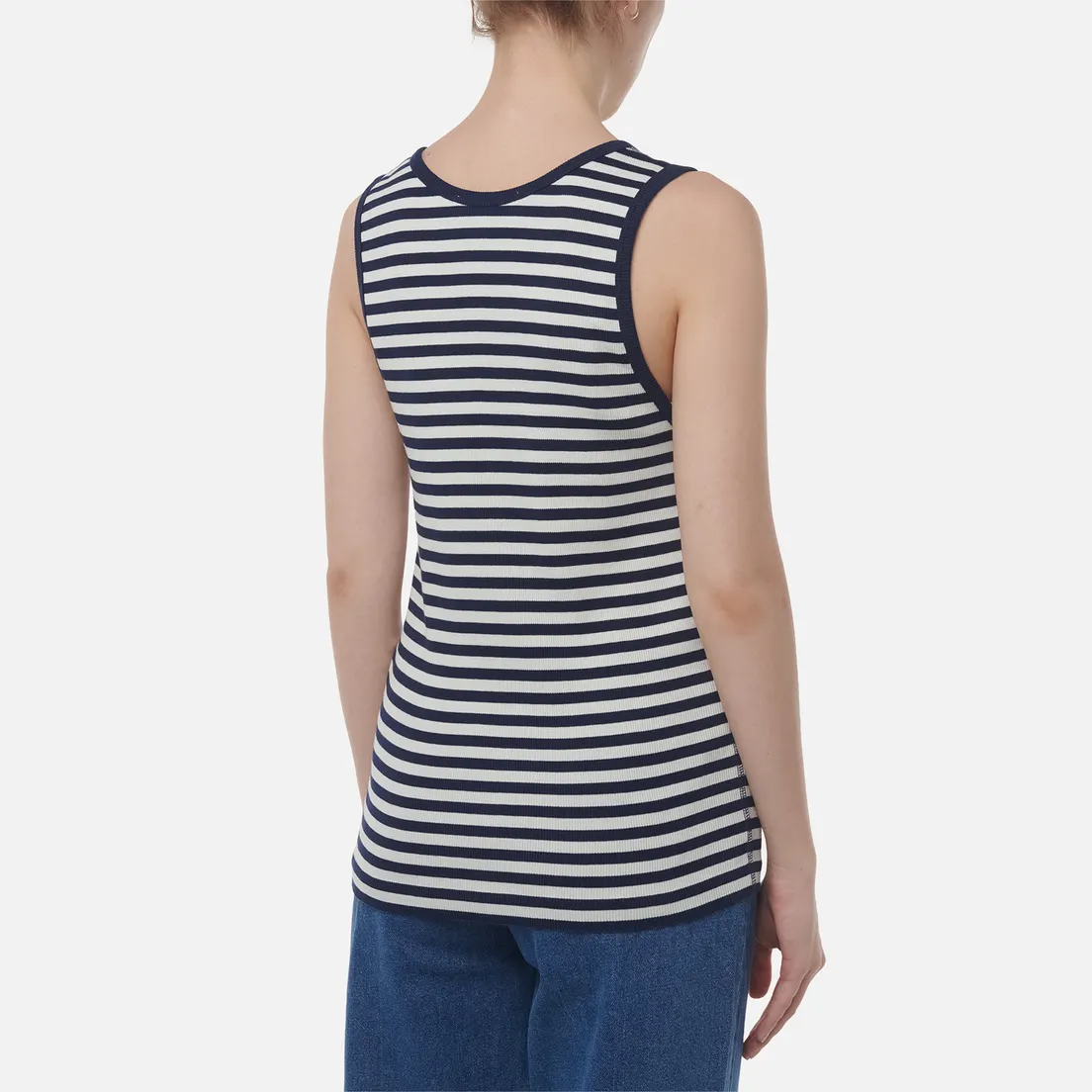 Maison Kitsune Женская майка Bold Fox Head Patch Multi Stripes Ribbed