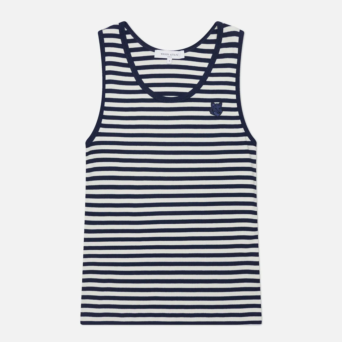 Maison Kitsune Женская майка Bold Fox Head Patch Multi Stripes Ribbed