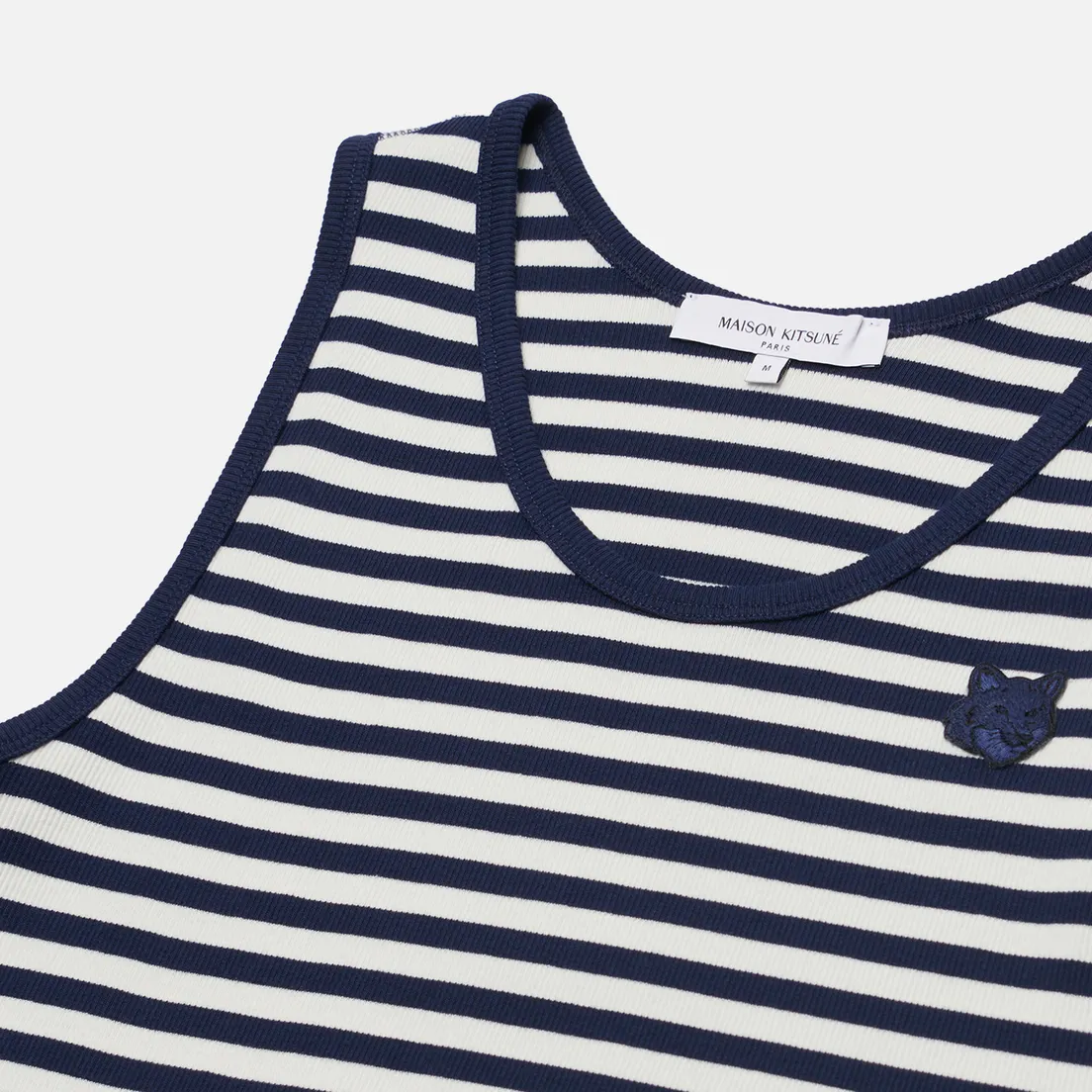Maison Kitsune Женская майка Bold Fox Head Patch Multi Stripes Ribbed