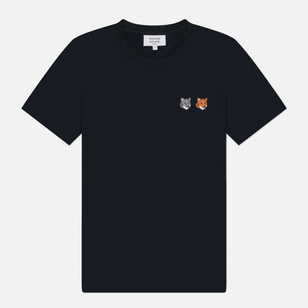 Женская футболка Maison Kitsune Double Fox Head Regular, цвет чёрный, размер S