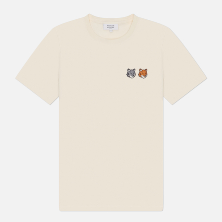 Женская футболка Maison Kitsune Double Fox Head Regular, цвет бежевый, размер S