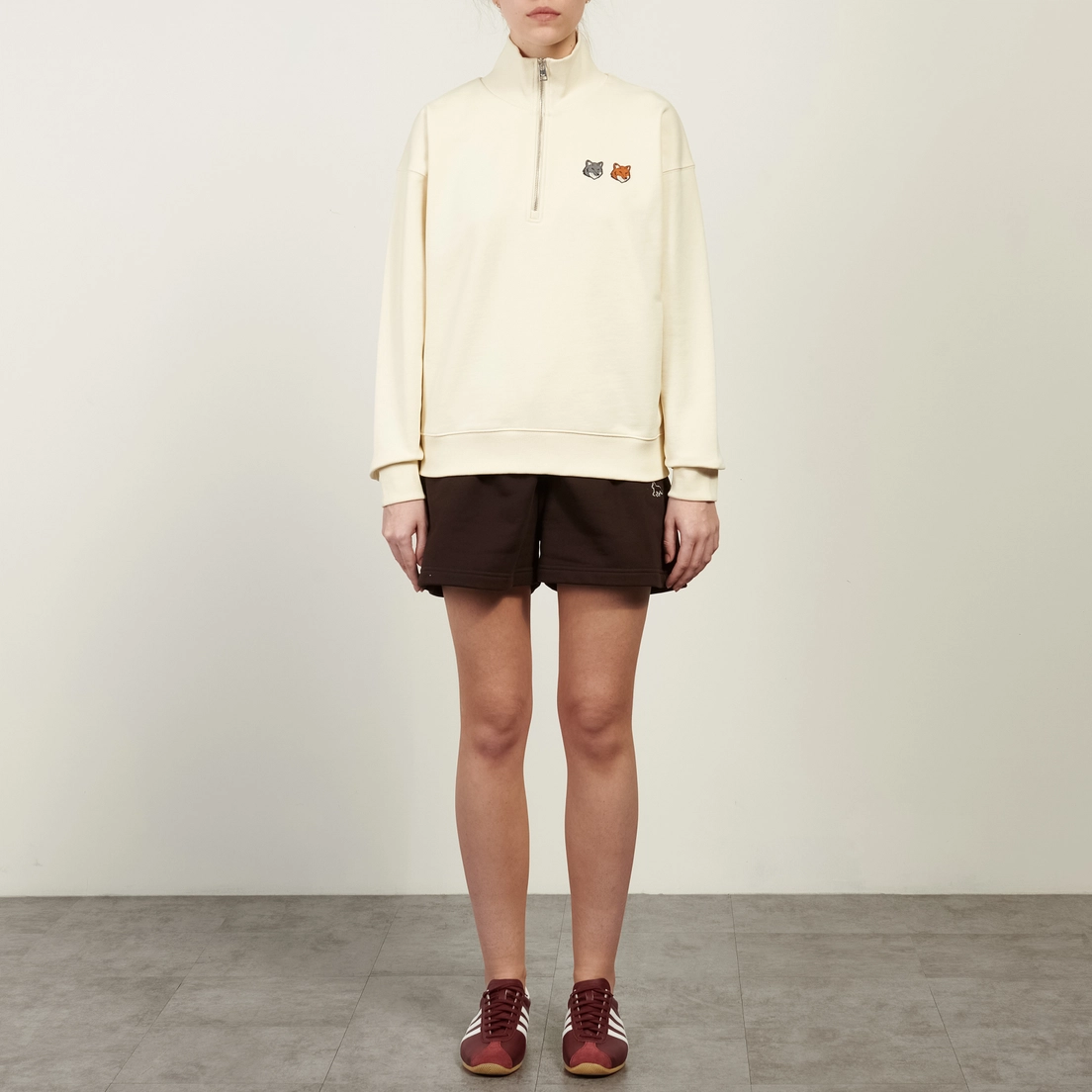 Maison Kitsune Женская толстовка Double Fox Head Half-Zip Comfort