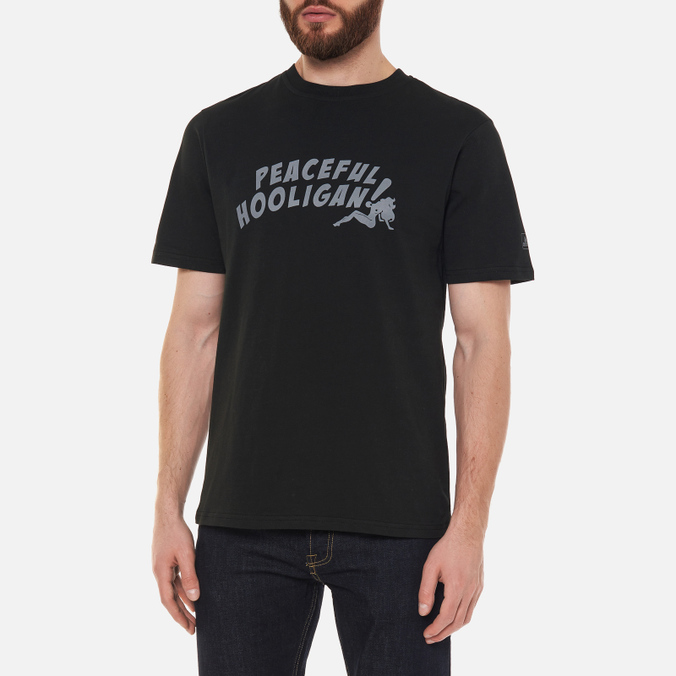 Мужская футболка Peaceful Hooligan, цвет чёрный, размер XL PHAW21PRTTEE02-BLK Badabing - фото 4