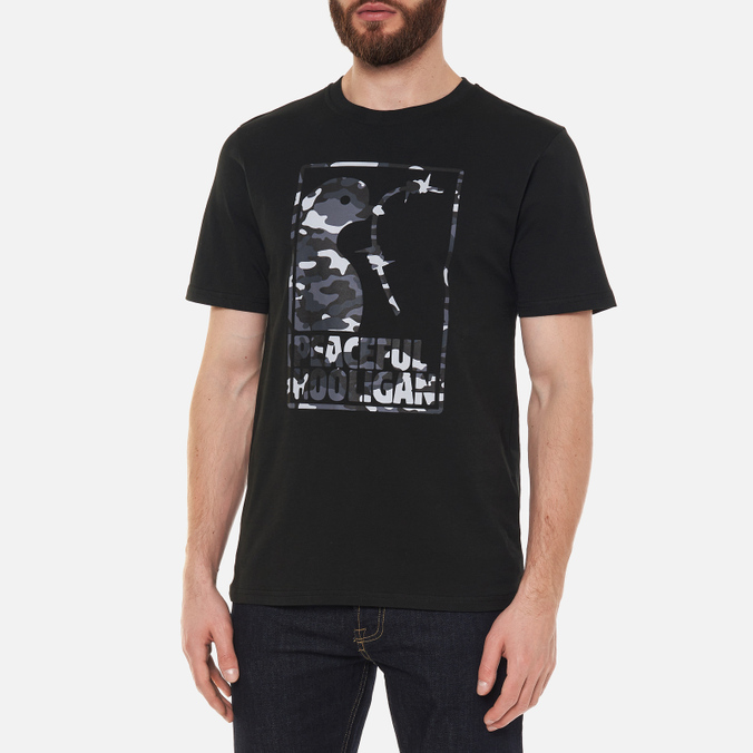 Мужская футболка Peaceful Hooligan, цвет чёрный, размер XL PHAW21PRTTEE08-BLK Framed Camo - фото 4