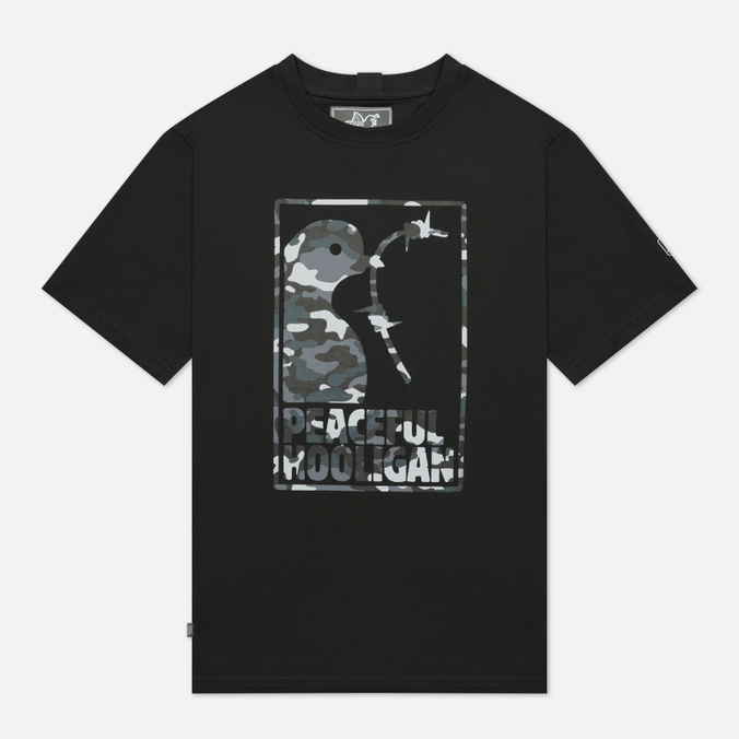 Мужская футболка Peaceful Hooligan, цвет чёрный, размер XL PHAW21PRTTEE08-BLK Framed Camo - фото 1