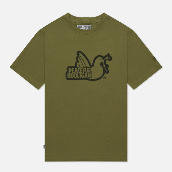 Мужская футболка Peaceful Hooligan, цвет оливковый, размер L PHAW21PRTTEE10-KHI Outline Dove - фото 1