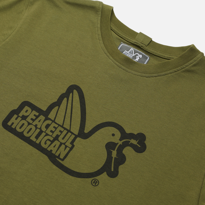 Мужская футболка Peaceful Hooligan, цвет оливковый, размер L PHAW21PRTTEE10-KHI Outline Dove - фото 2
