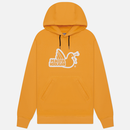 фото Мужская толстовка peaceful hooligan outline dove hoodie, цвет оранжевый, размер s
