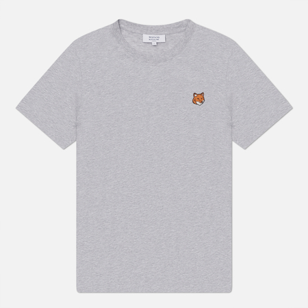 Мужская футболка Maison Kitsune Fox Head Regular, цвет серый, размер M