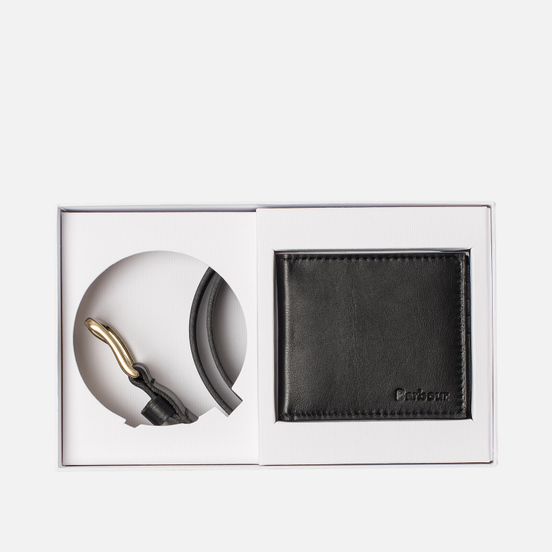 Подарочный набор Barbour Leather Belt/Wallet Black