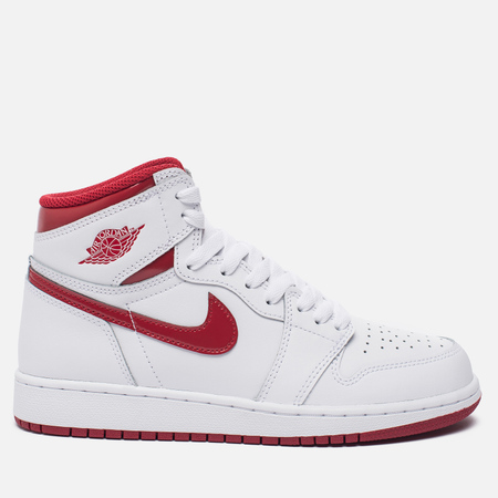 Подростковые кроссовки Jordan Air Jordan 1 Retro High OG BG White/Metallic Red/White