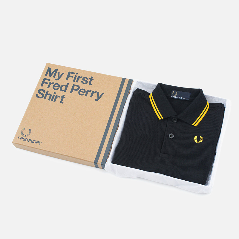 Fred perry polo shirt black yellow best sale