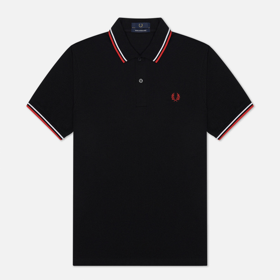 Мужское поло Fred Perry M12 Black/White/Bright Red