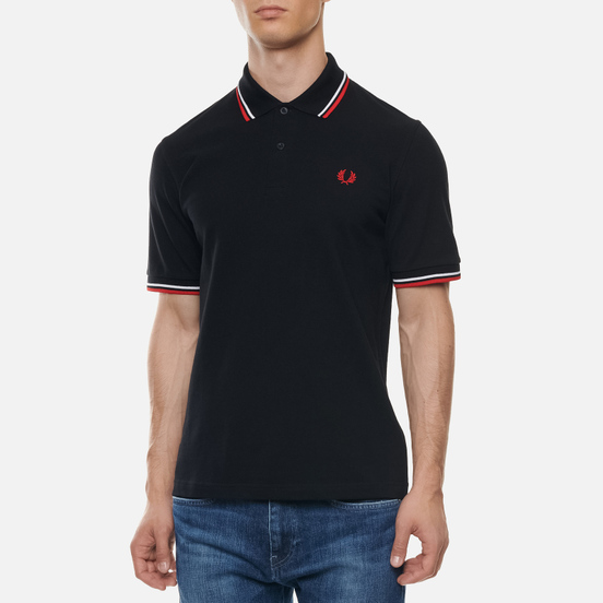 Мужское поло Fred Perry M12 Black/White/Bright Red