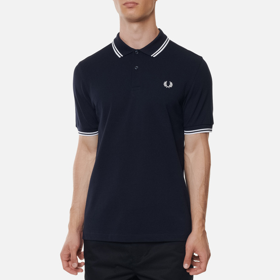 Мужское поло Fred Perry M3600 Twin Tipped Navy/White