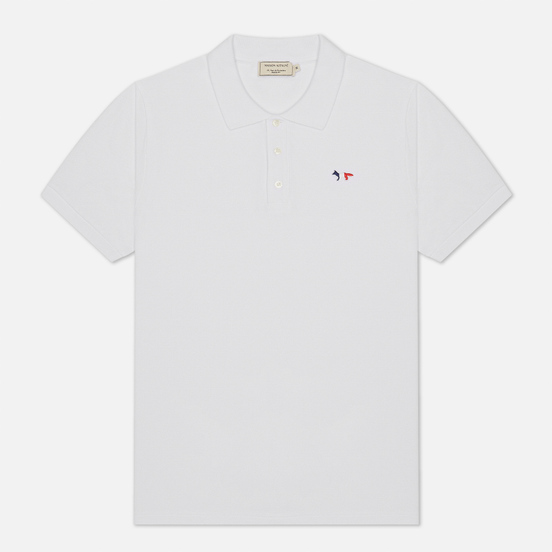 Мужское поло Maison Kitsune Tricolor Fox Patch White