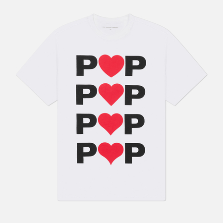 Мужская футболка Pop Trading Company Hearts, цвет белый, размер M