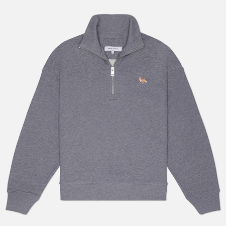 Женская толстовка Maison Kitsune Baby Fox Half Zipped, цвет серый, размер S