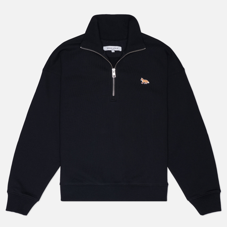 Женская толстовка Maison Kitsune Baby Fox Half Zipped, цвет чёрный, размер L