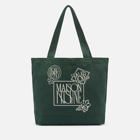 Сумка Maison Kitsune Art Nouveau Stamp Tote, цвет зелёный
