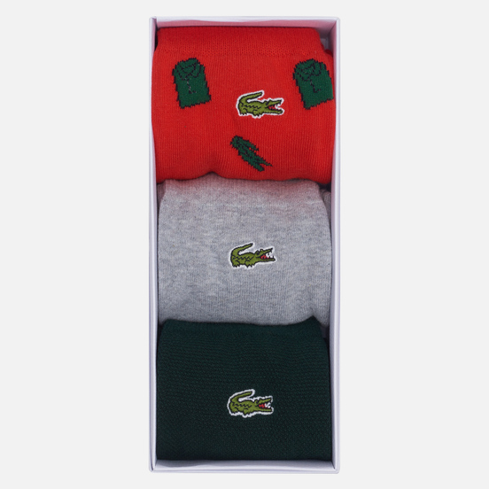Комплект носков Lacoste Live 3-Pack Print High Silver Chine/Redcurrant Bush/Sinople