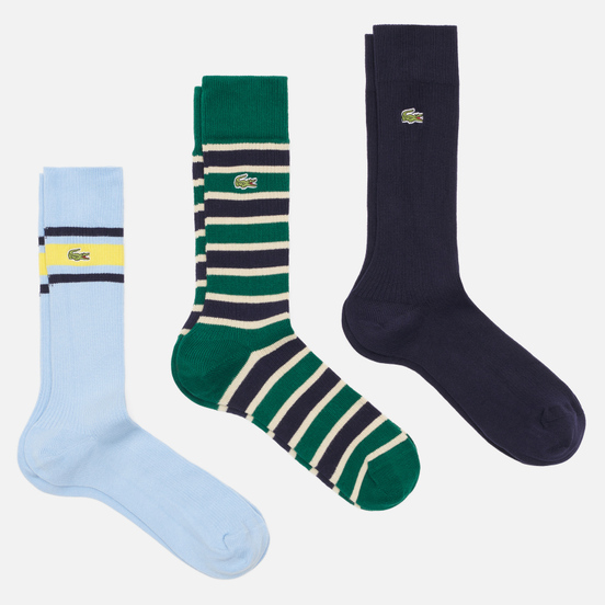Комплект носков Lacoste 3-Pack Heritage Ribbed Cotton Navy Blue/Swing/Creek