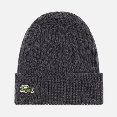 Шапка Lacoste Ribbed Wool Knit, цвет серый