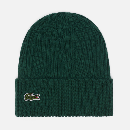 Шапка Lacoste Ribbed Wool Knit, цвет зелёный