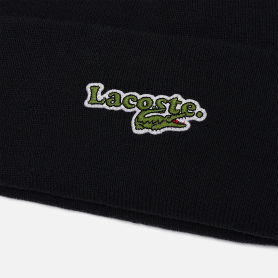 Шапка Lacoste Ribbed Cotton Beanie Black
