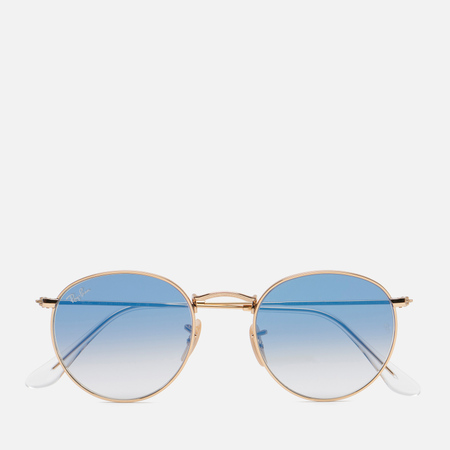 фото Солнцезащитные очки ray-ban round flat lenses, цвет золотой, размер 50mm