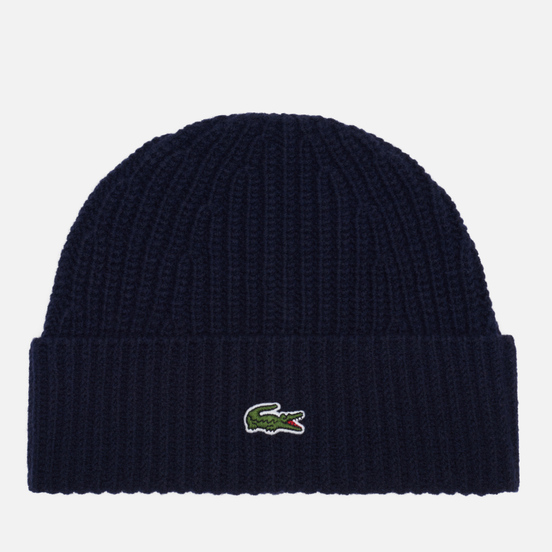Шапка Lacoste Ribbed Wool Blend Beanie Navy Blue/Navy Blue