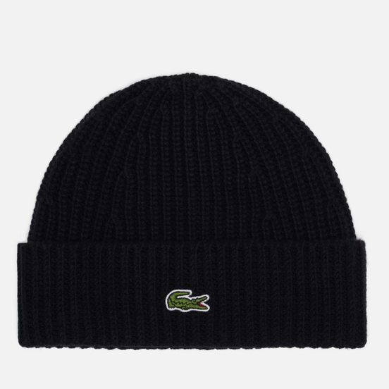 Шапка Lacoste Ribbed Wool Blend Beanie Black