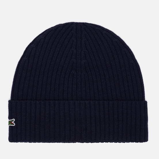 Шапка Lacoste Ribbed Wool Navy Blue