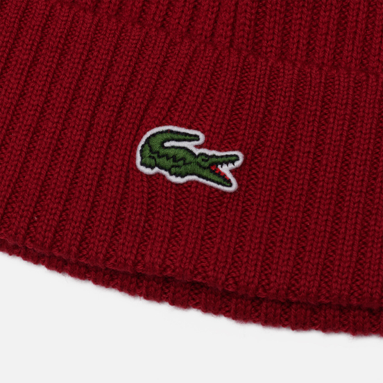 Шапка Lacoste Ribbed Wool Bordeaux