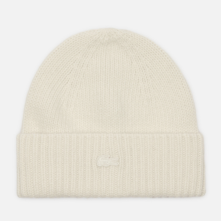 Шапка Lacoste 3D Rib Knit Wool, цвет бежевый